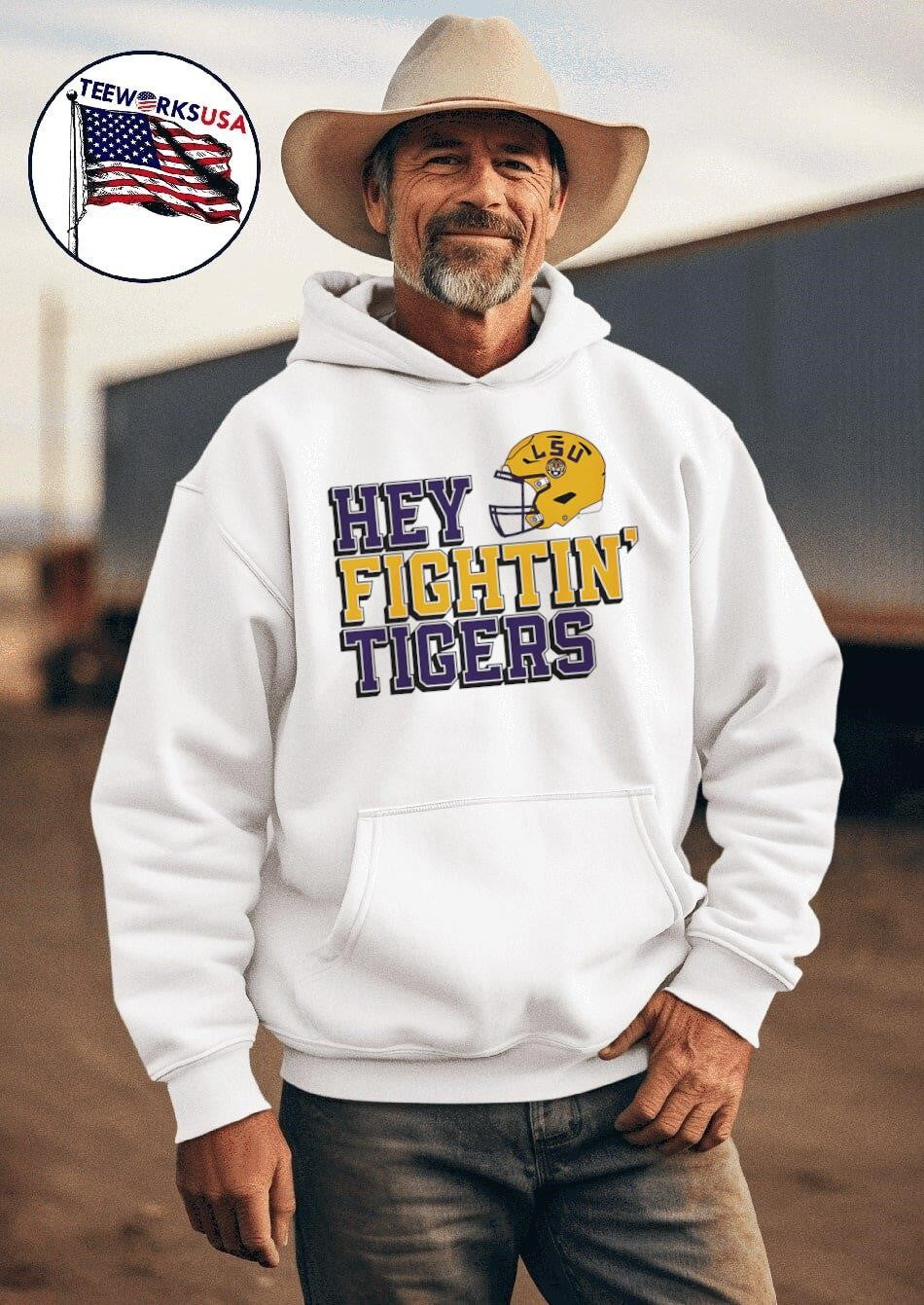 LSU hey fightin' Tigers - Adult & Kids T-Shirts, Sweatshirts & Hoodies apparel design preview 2
