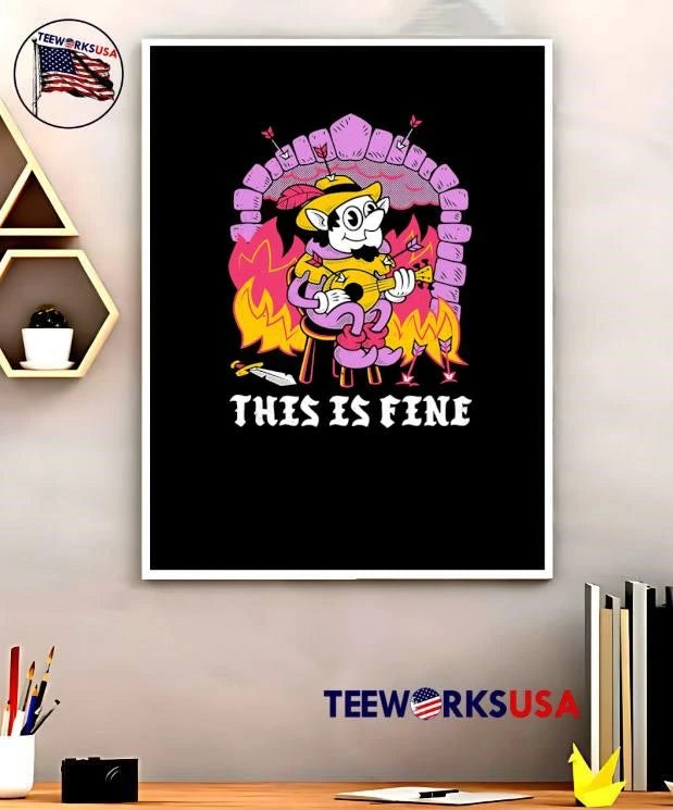 Bard Playing Lute Amidst Fire This Is Fine - Adult & Kids T-Shirts, Sweatshirts & Hoodies apparel design preview 5