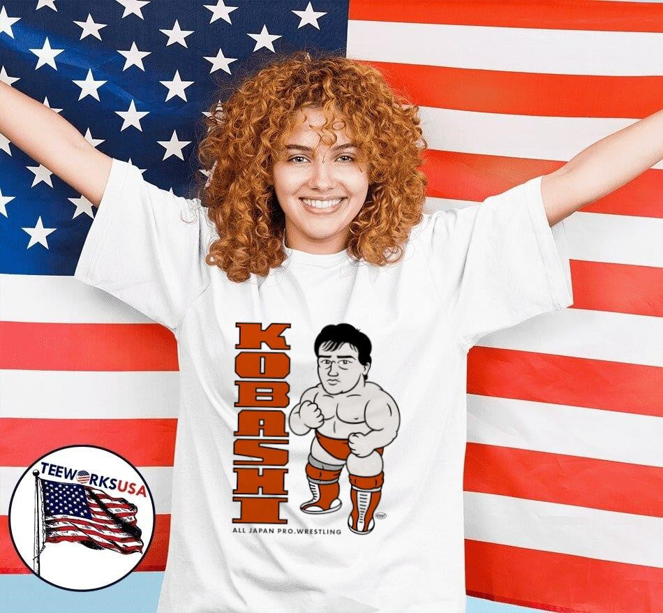 Kobashi All Japan Pro Wrestling cartoon - Adult & Kids T-Shirts, Sweatshirts & Hoodies apparel design preview 7