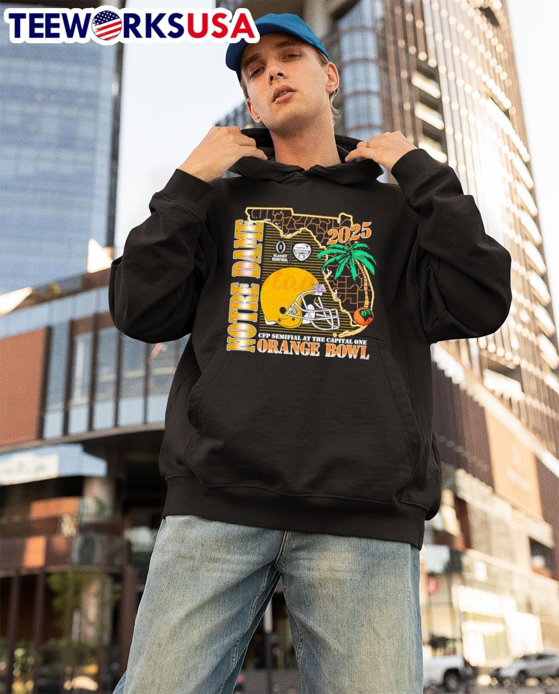 Notre Dame Fighting Irish Orange Bowl 2025 helmet - Adult & Kids T-Shirts, Sweatshirts & Hoodies apparel design preview 3