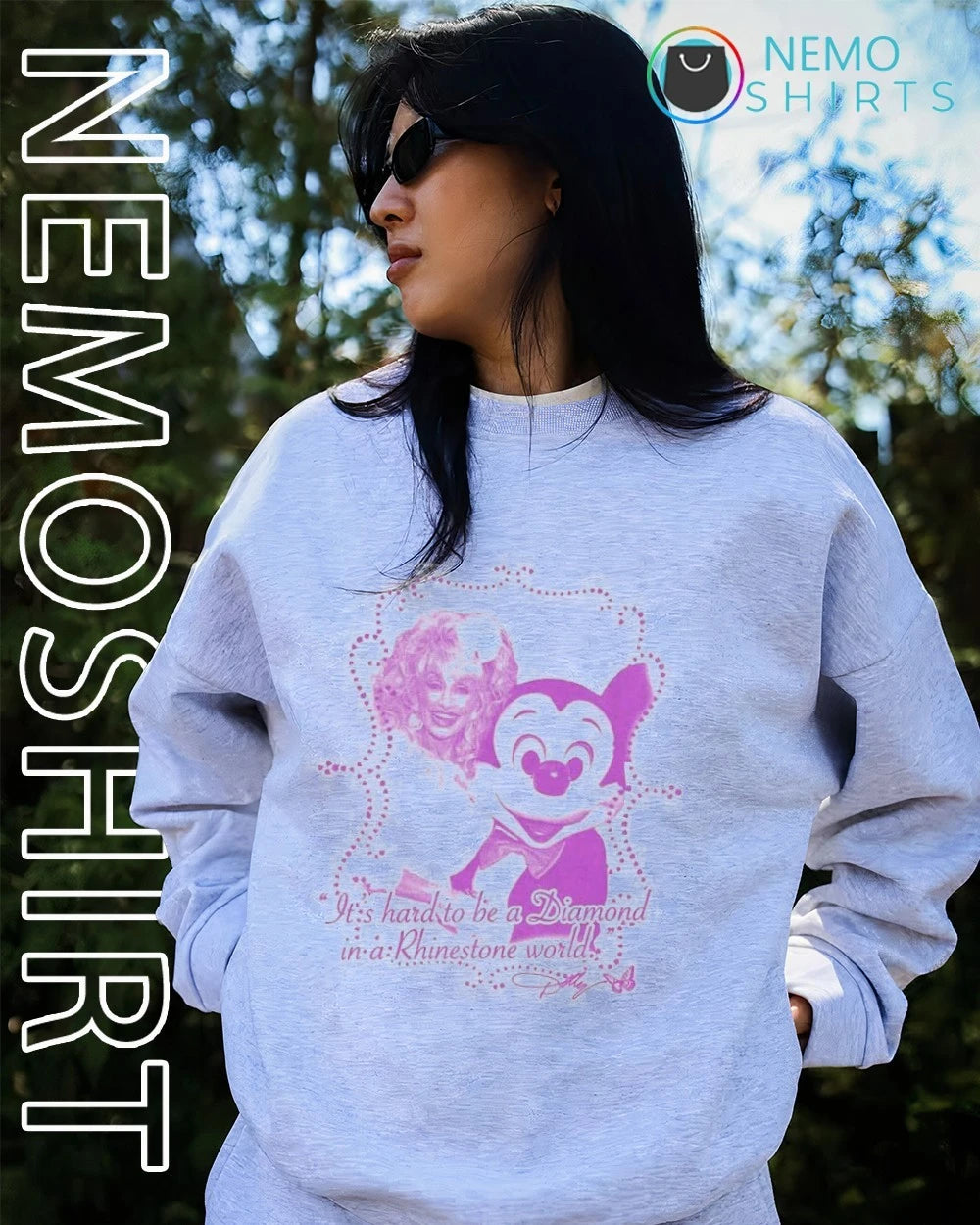Dolly Parton It's Hard to Be a Diamond in Rhinestone - Adult & Kids T-Shirts, Sweatshirts & Hoodies apparel design preview 4