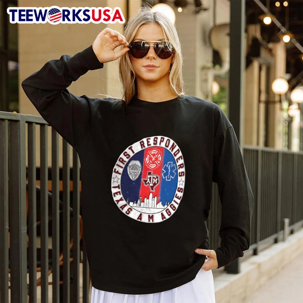 Texas A&M Aggies x First Responders Never Forget 9.11 - Adult & Kids T-Shirts, Sweatshirts & Hoodies apparel design preview 4