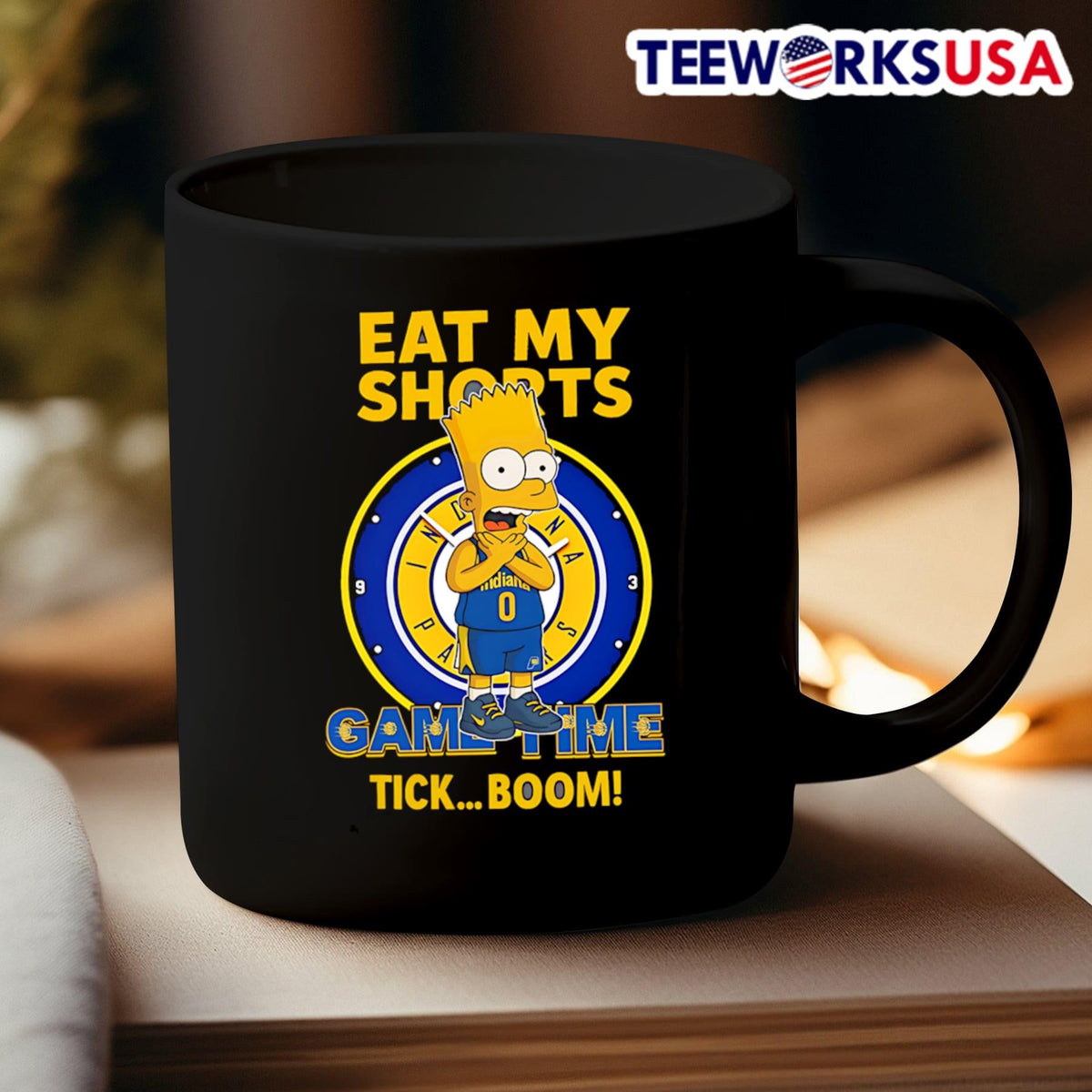 Bart Indiana Pacers eat my shorts came time tick boom - Adult & Kids T-Shirts, Sweatshirts & Hoodies apparel design preview 3