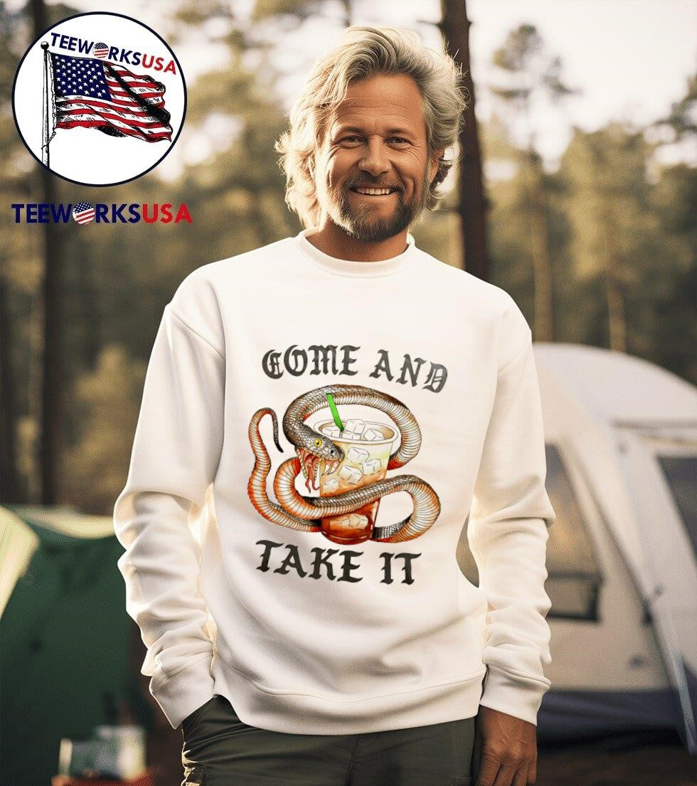 Come And Take It Snake With Iced Coffee - Adult & Kids T-Shirts, Sweatshirts & Hoodies apparel design preview 3