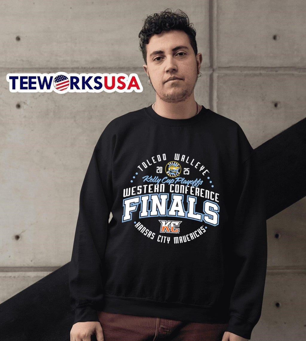 Toledo Walleye 2025 Western Conference Finals circle - Adult & Kids T-Shirts, Sweatshirts & Hoodies apparel design preview 6