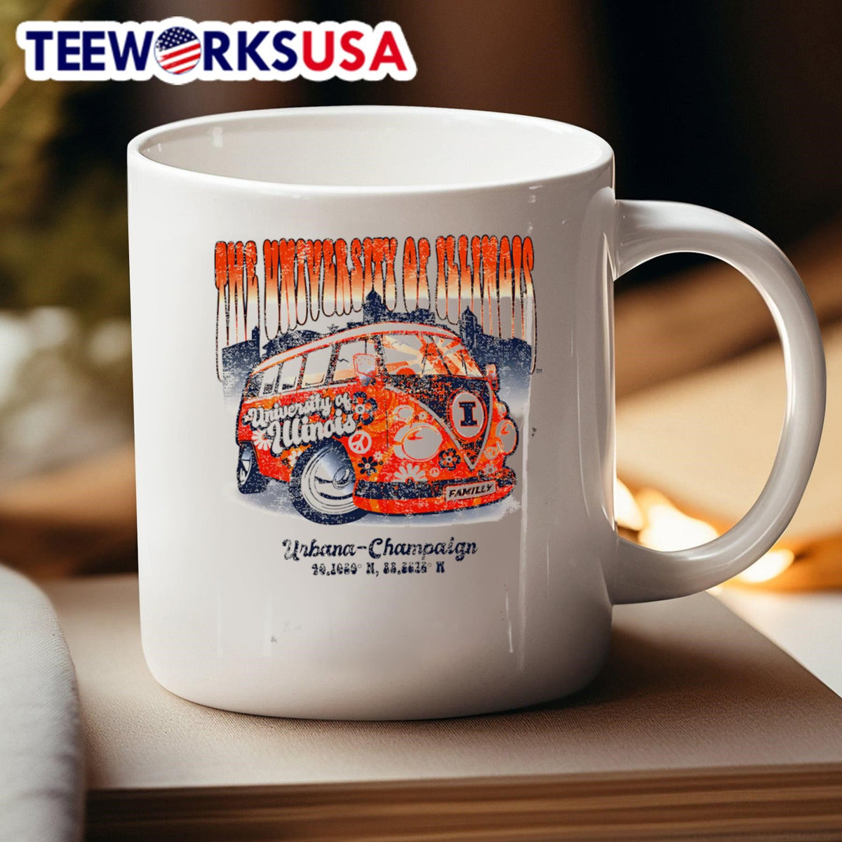 Illinois Fighting Illini Flower Bus - Adult & Kids T-Shirts, Sweatshirts & Hoodies apparel design preview 4
