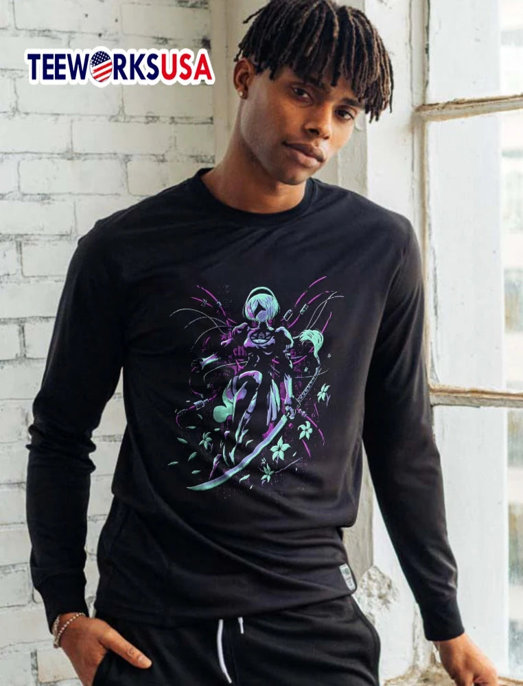 NieR Automata 2B Sword Flowers - Adult & Kids T-Shirts, Sweatshirts & Hoodies apparel design preview 5