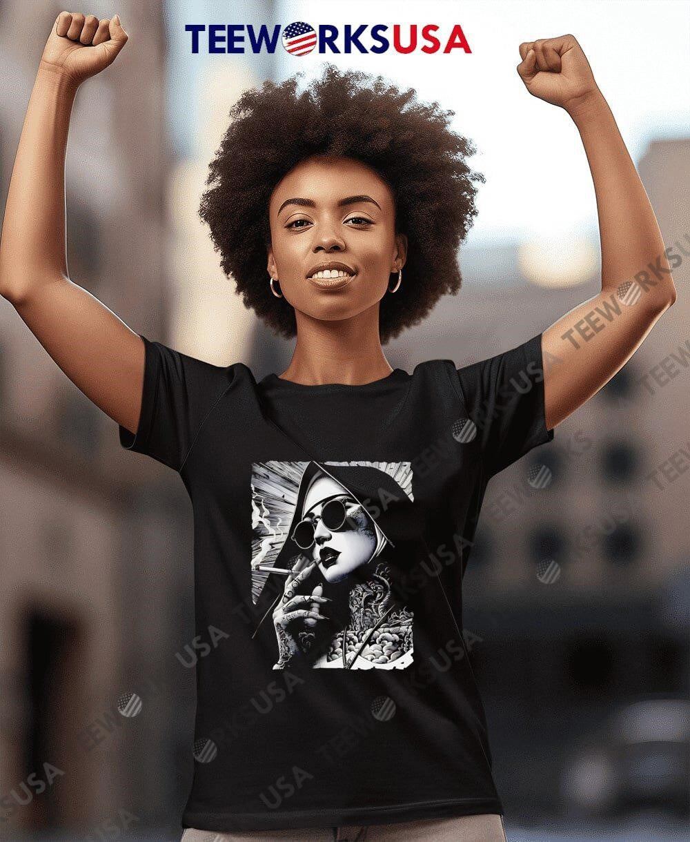 Nun Satan Baphomet Gothic Smoking - Adult & Kids T-Shirts, Sweatshirts & Hoodies apparel design preview 7