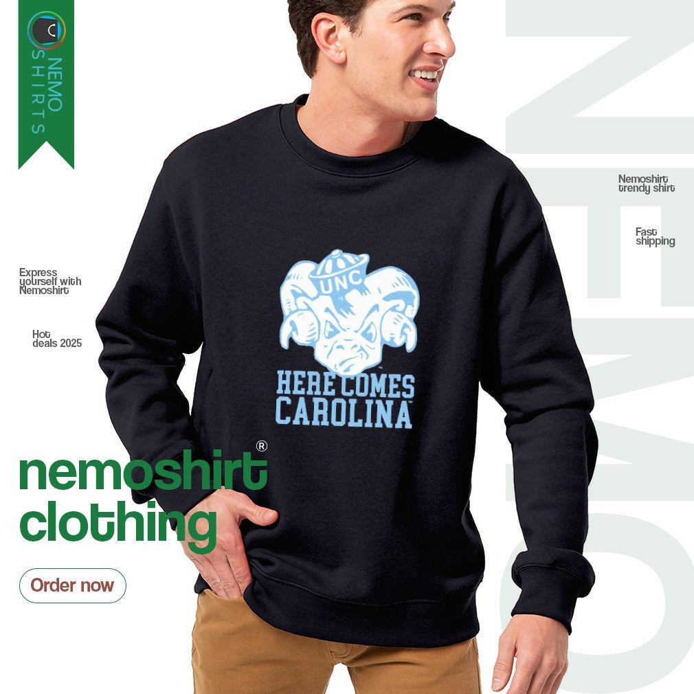 Here comes Carolina UNC Tar Heels - Adult & Kids T-Shirts, Sweatshirts & Hoodies apparel design preview 4