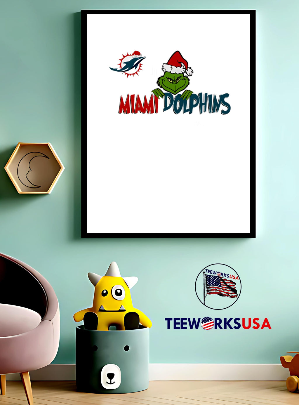 Grinch Dolphins Fin To The World christmas - Adult & Kids T-Shirts, Sweatshirts & Hoodies apparel design preview 4