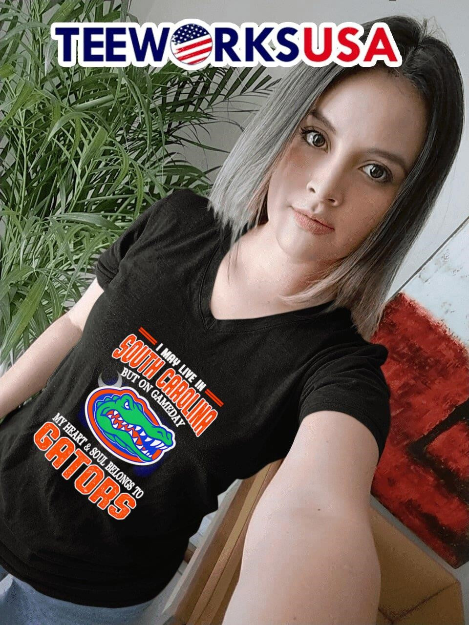 I may live in South Carolina but one gameday my heart - Adult & Kids T-Shirts, Sweatshirts & Hoodies apparel design preview 7