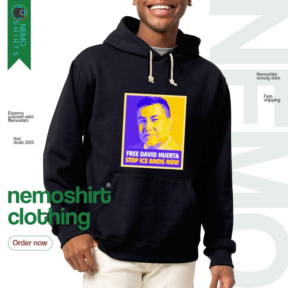 Free David Huerta stop ice raids now - Adult & Kids T-Shirts, Sweatshirts & Hoodies apparel design preview 2