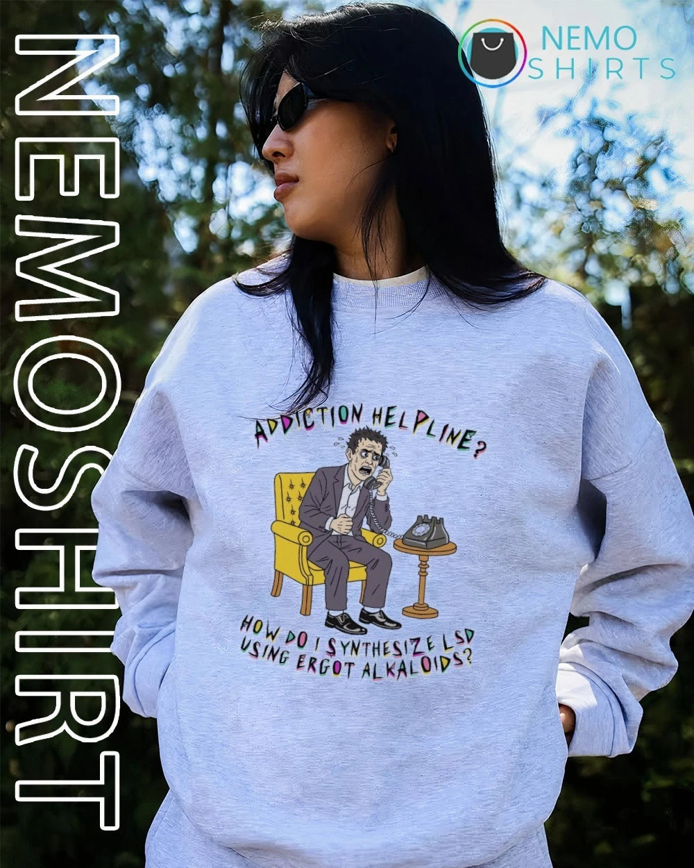 Addiction Helpline How Do I Synthesize LSD Using - Adult & Kids T-Shirts, Sweatshirts & Hoodies apparel design preview 2