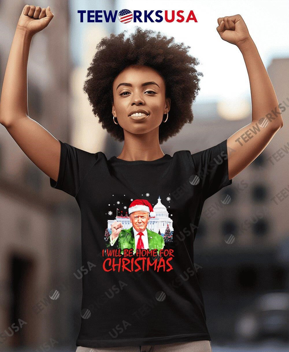 I will Be Home For Christmas Trump - Adult & Kids T-Shirts, Sweatshirts & Hoodies apparel design preview 4