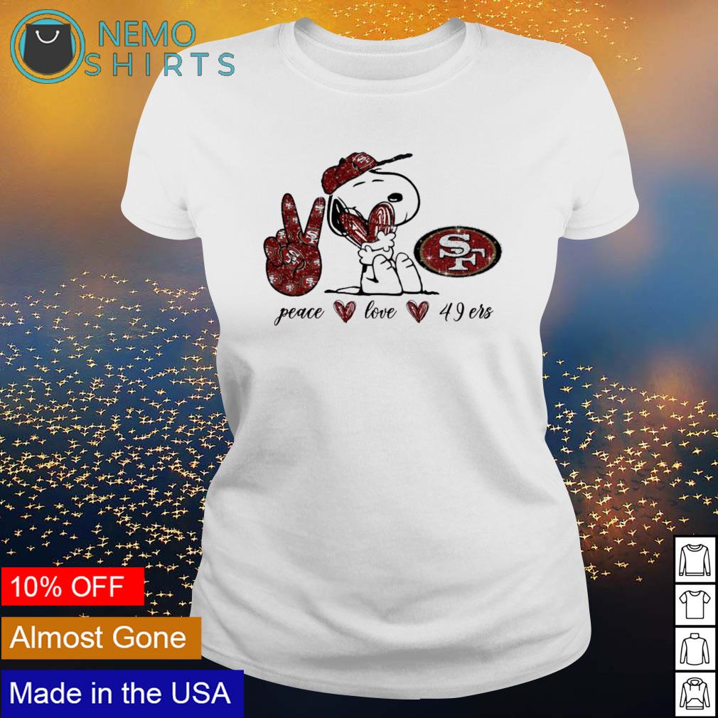 Snoopy peace love San Francisco 49ers - Adult & Kids T-Shirts, Sweatshirts & Hoodies apparel design preview 3