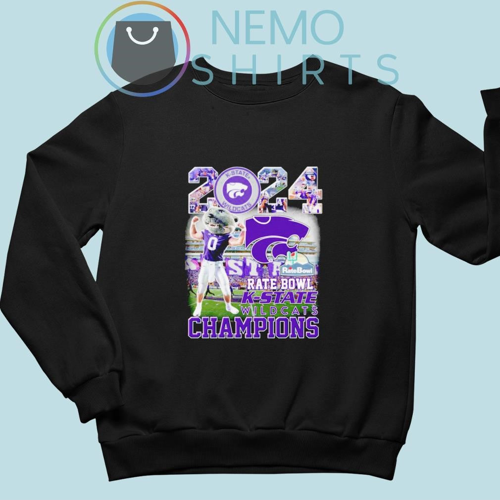 2024 Kansas State Wildcats Rate Bowl champions mascot - Adult & Kids T-Shirts, Sweatshirts & Hoodies apparel design preview 4