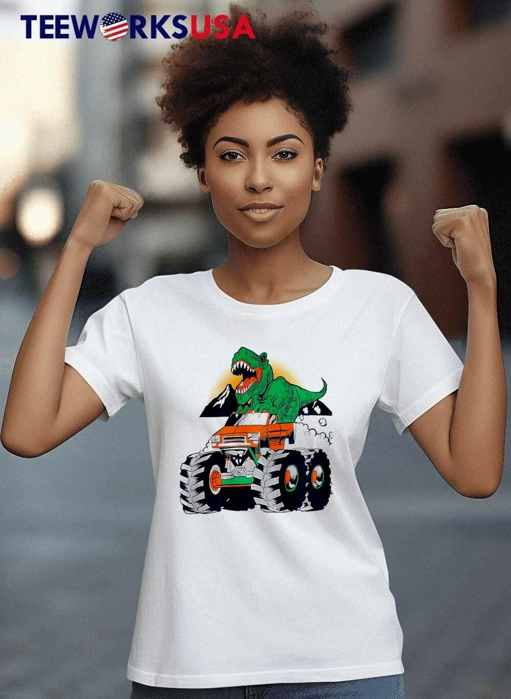 Dino Drive T-Rex Monster Truck - Adult & Kids T-Shirts, Sweatshirts & Hoodies apparel design preview 6