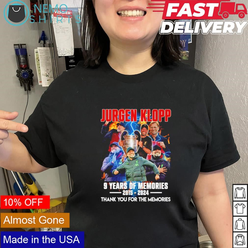 Jurgen Klopp Liverpool FC 9 years of memories 2015 - Adult & Kids T-Shirts, Sweatshirts & Hoodies apparel design preview 1