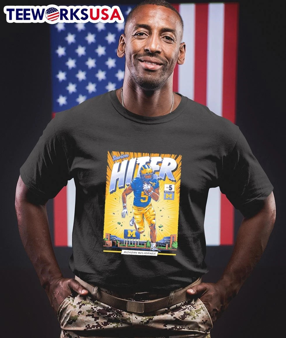 Michigan Wolverines #5 Savion Hiter - Adult & Kids T-Shirts, Sweatshirts & Hoodies apparel design preview 1