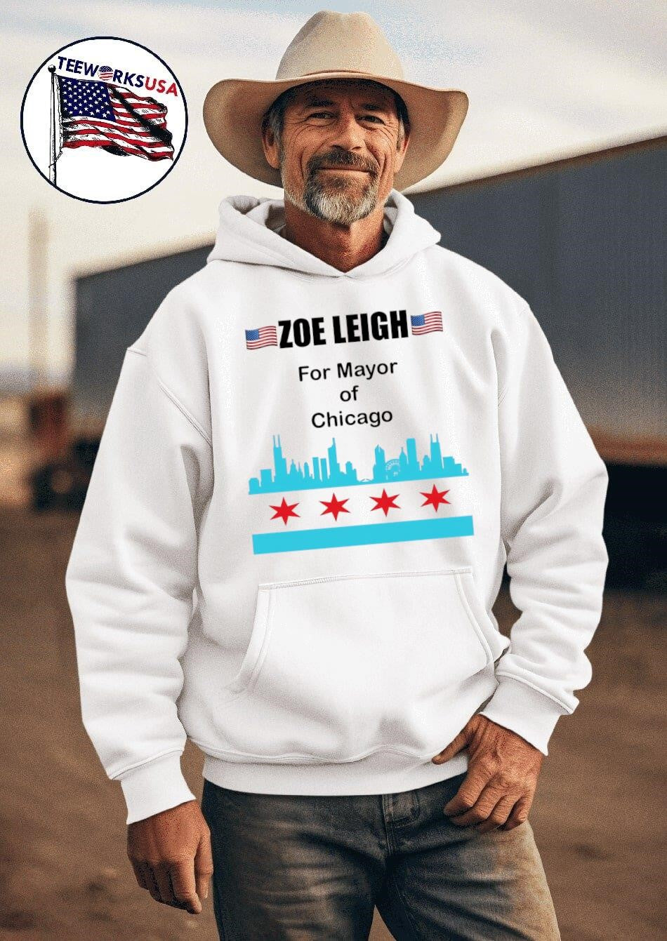 Zoe Leigh for Mayor of Chicago - Adult & Kids T-Shirts, Sweatshirts & Hoodies apparel design preview 2