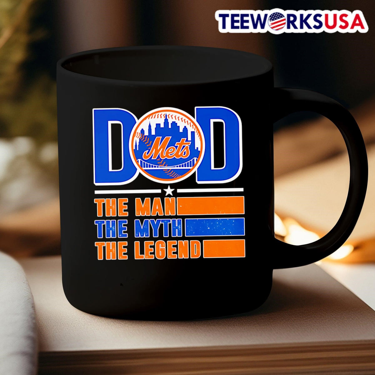 Dad the man myth Legend New York Mets - Adult & Kids T-Shirts, Sweatshirts & Hoodies apparel design preview 3