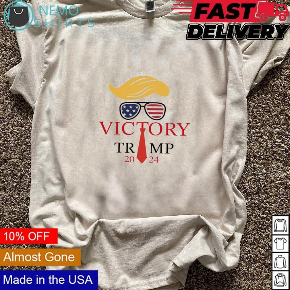 Victory Trump 2024 hair US flag sunglasses - Adult & Kids T-Shirts, Sweatshirts & Hoodies apparel design preview 3