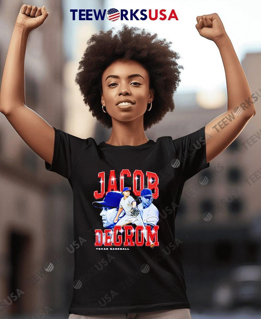 Jacob deGrom Retro Flair Texas baseball signatue - Adult & Kids T-Shirts, Sweatshirts & Hoodies apparel design preview 8