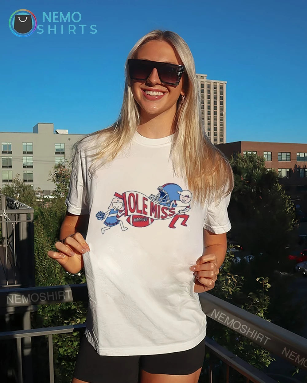 Ole Miss Spirit Run Cheerleader and Football Player - Adult & Kids T-Shirts, Sweatshirts & Hoodies apparel design preview 4