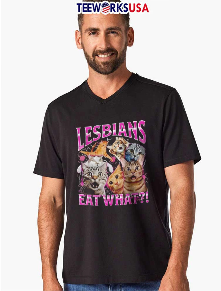 Lesbians EAT What multiple cats surprised expressions - Adult & Kids T-Shirts, Sweatshirts & Hoodies apparel design preview 8