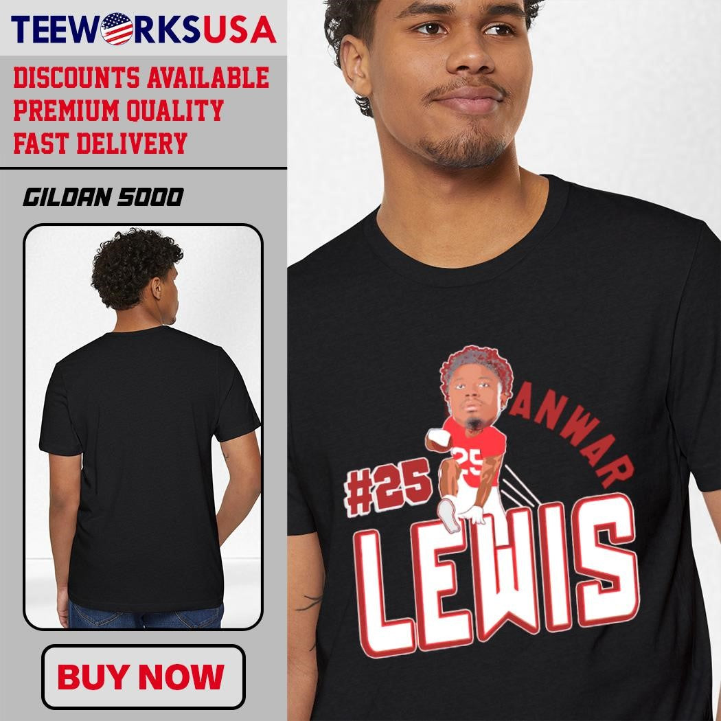 Jacksonville State Gamecocks Anwar Lewis 25 cartoon - Adult & Kids T-Shirts, Sweatshirts & Hoodies apparel design preview 1