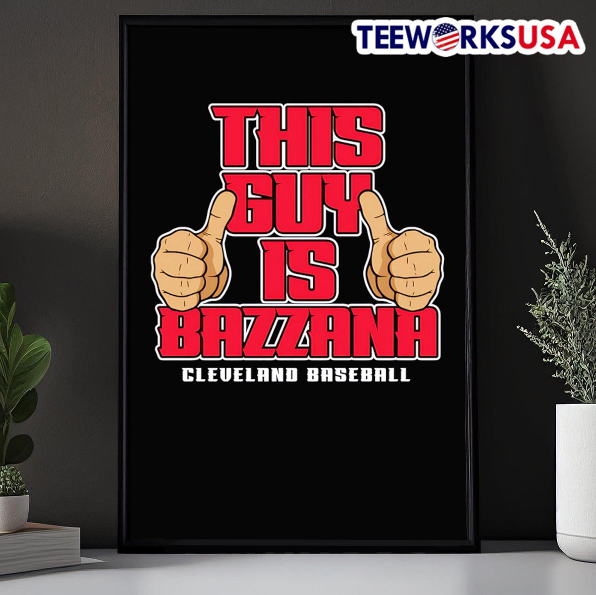 This guy is Bazzana Cleveland baseball thumbs up - Adult & Kids T-Shirts, Sweatshirts & Hoodies apparel design preview 5