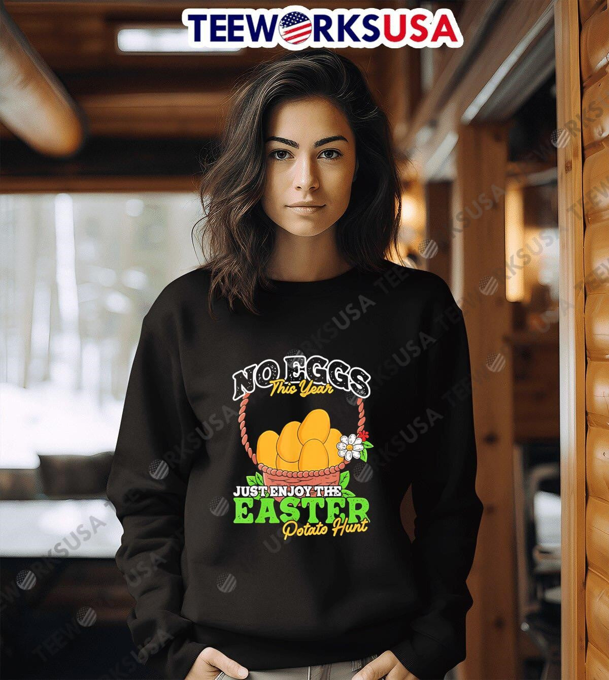 No eggs this year just enjoy easter potato hunt - Adult & Kids T-Shirts, Sweatshirts & Hoodies apparel design preview 6