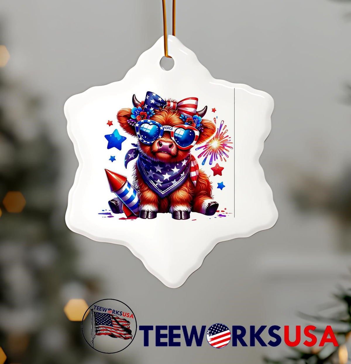 Highland Cow Merica Fourth Of July Sublimation - Adult & Kids T-Shirts, Sweatshirts & Hoodies apparel design preview 7