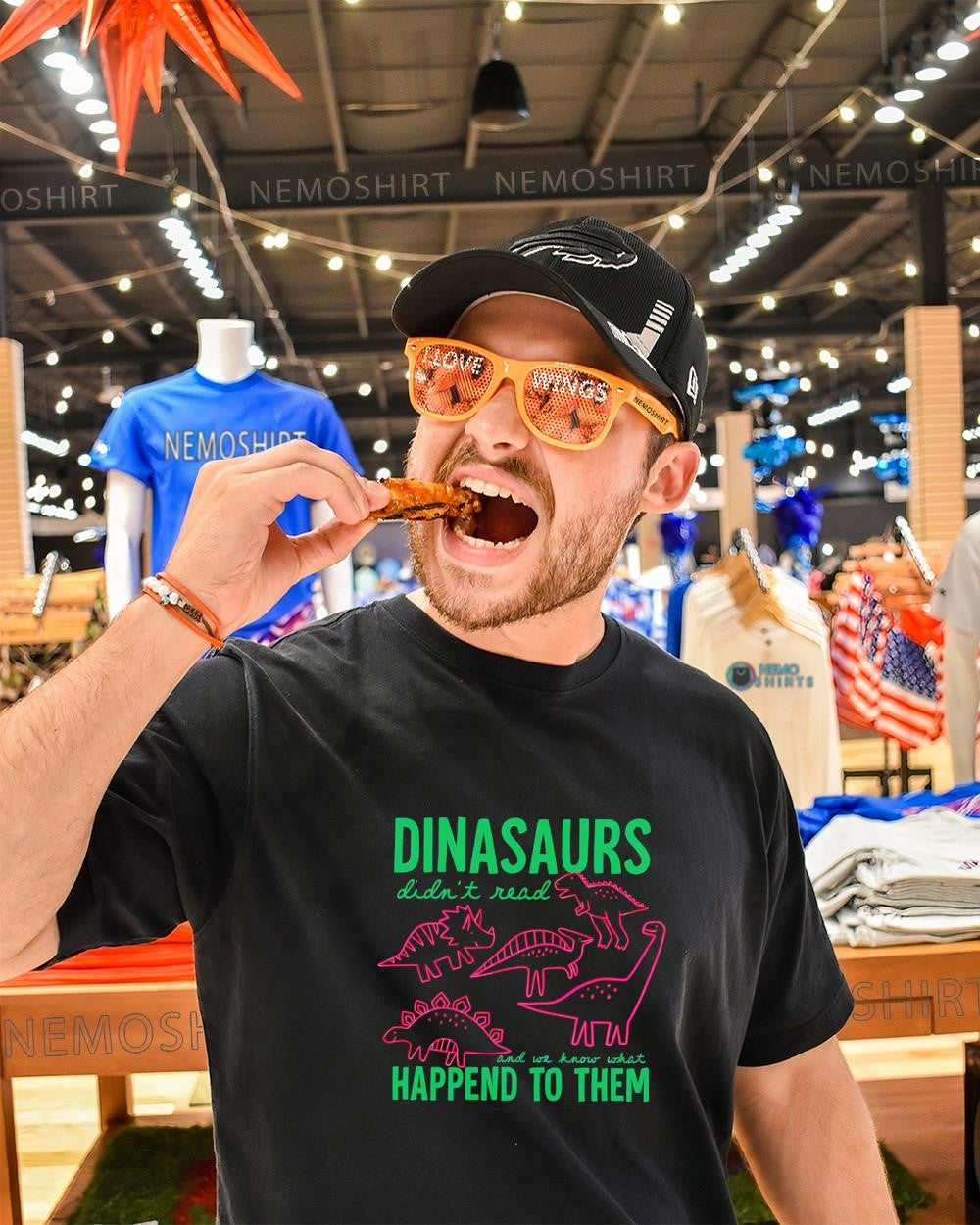 Dinasaurs didn't read and we know what happend to - Adult & Kids T-Shirts, Sweatshirts & Hoodies apparel design preview 1