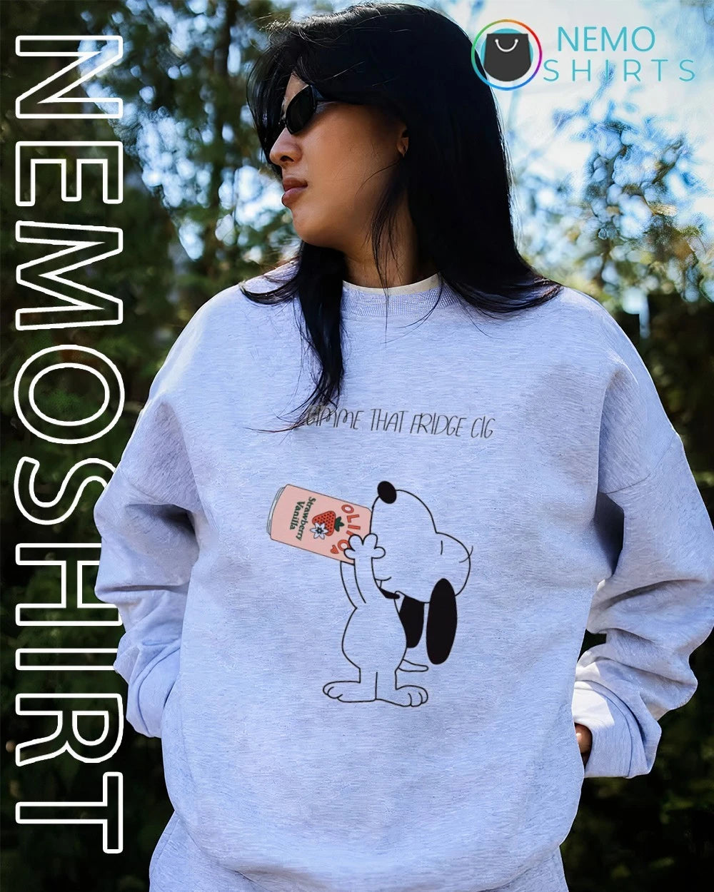 Snoopy Gimme That Fridge Cig Olipop Strawberry - Adult & Kids T-Shirts, Sweatshirts & Hoodies apparel design preview 3