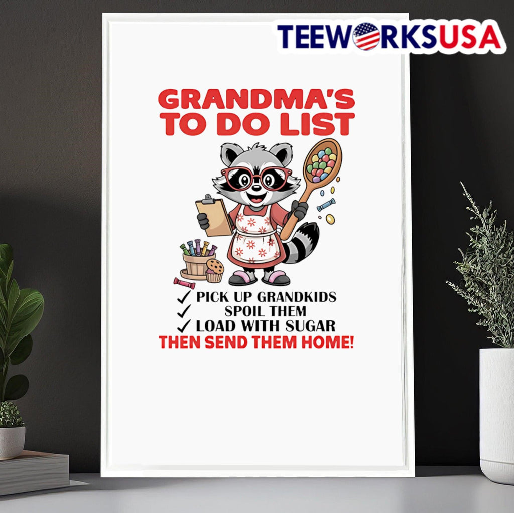 Raccoon grandma's to do list then send them home - Adult & Kids T-Shirts, Sweatshirts & Hoodies apparel design preview 6