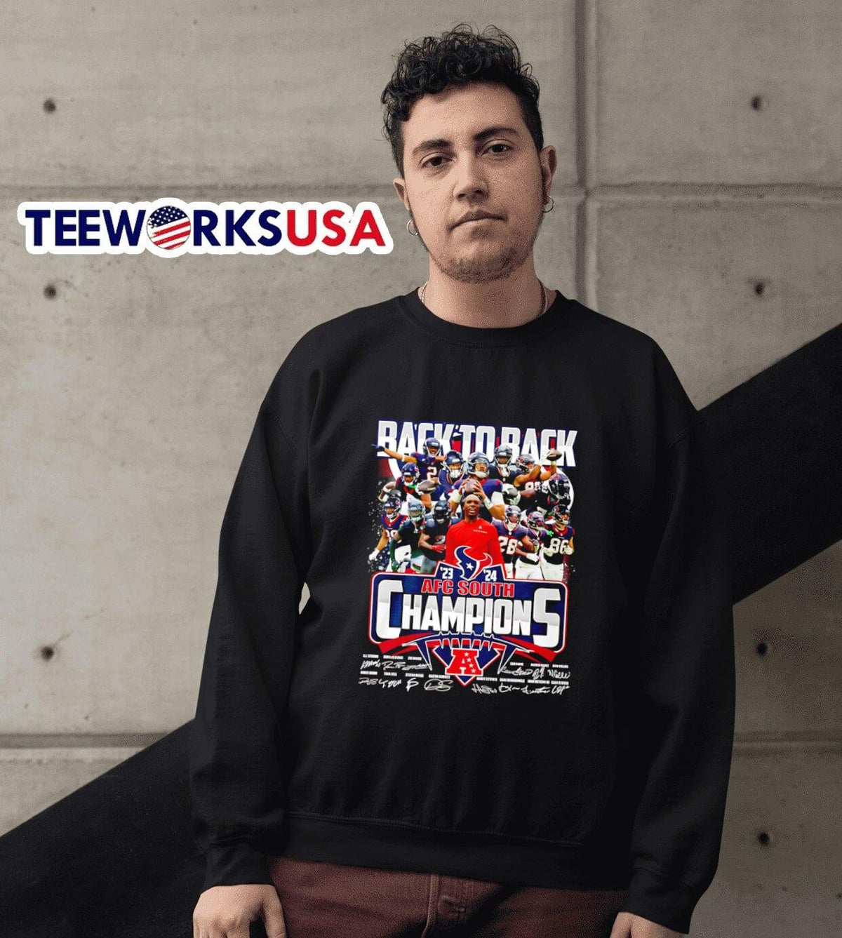 Back to 23-24 AFC South Champions Houston Texans - Adult & Kids T-Shirts, Sweatshirts & Hoodies apparel design preview 6