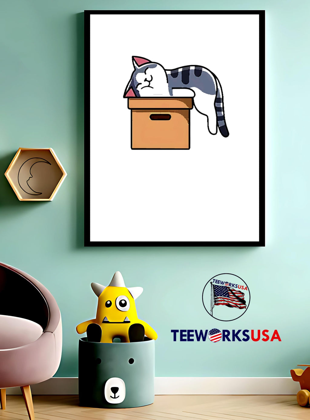 Lazy Cat Lying On The Table - Adult & Kids T-Shirts, Sweatshirts & Hoodies apparel design preview 4