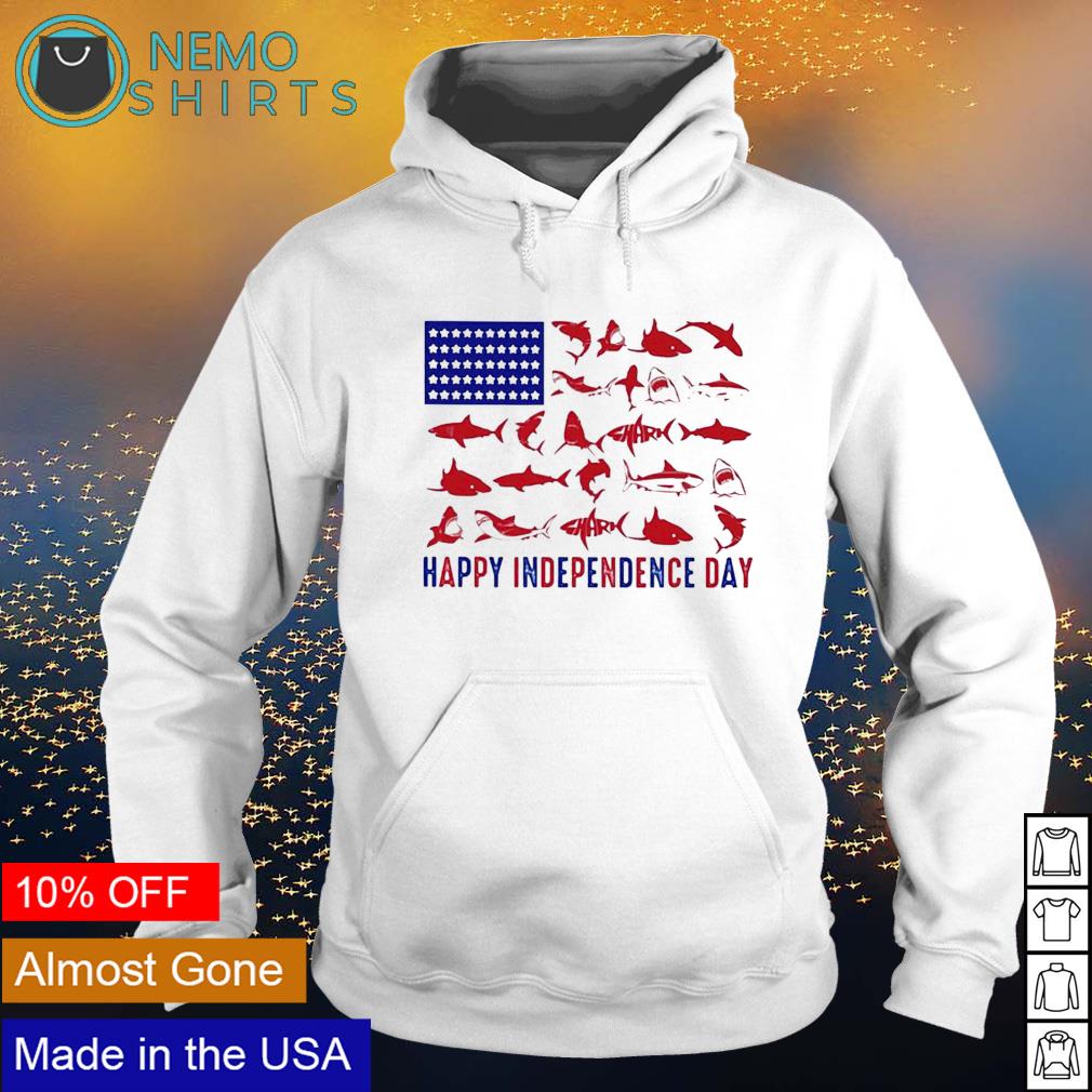 Shark happy Independence day American flag - Adult & Kids T-Shirts, Sweatshirts & Hoodies apparel design preview 2