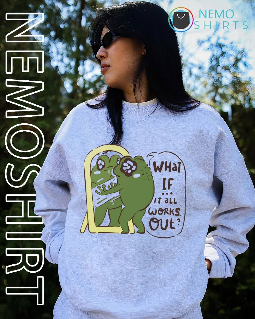 Frog what if it all works out - Adult & Kids T-Shirts, Sweatshirts & Hoodies apparel design preview 2