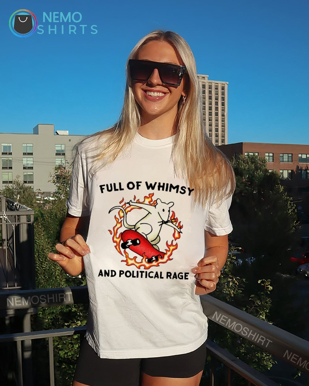 Full of whimsy and political rage rat on skateboard - Adult & Kids T-Shirts, Sweatshirts & Hoodies apparel design preview 4