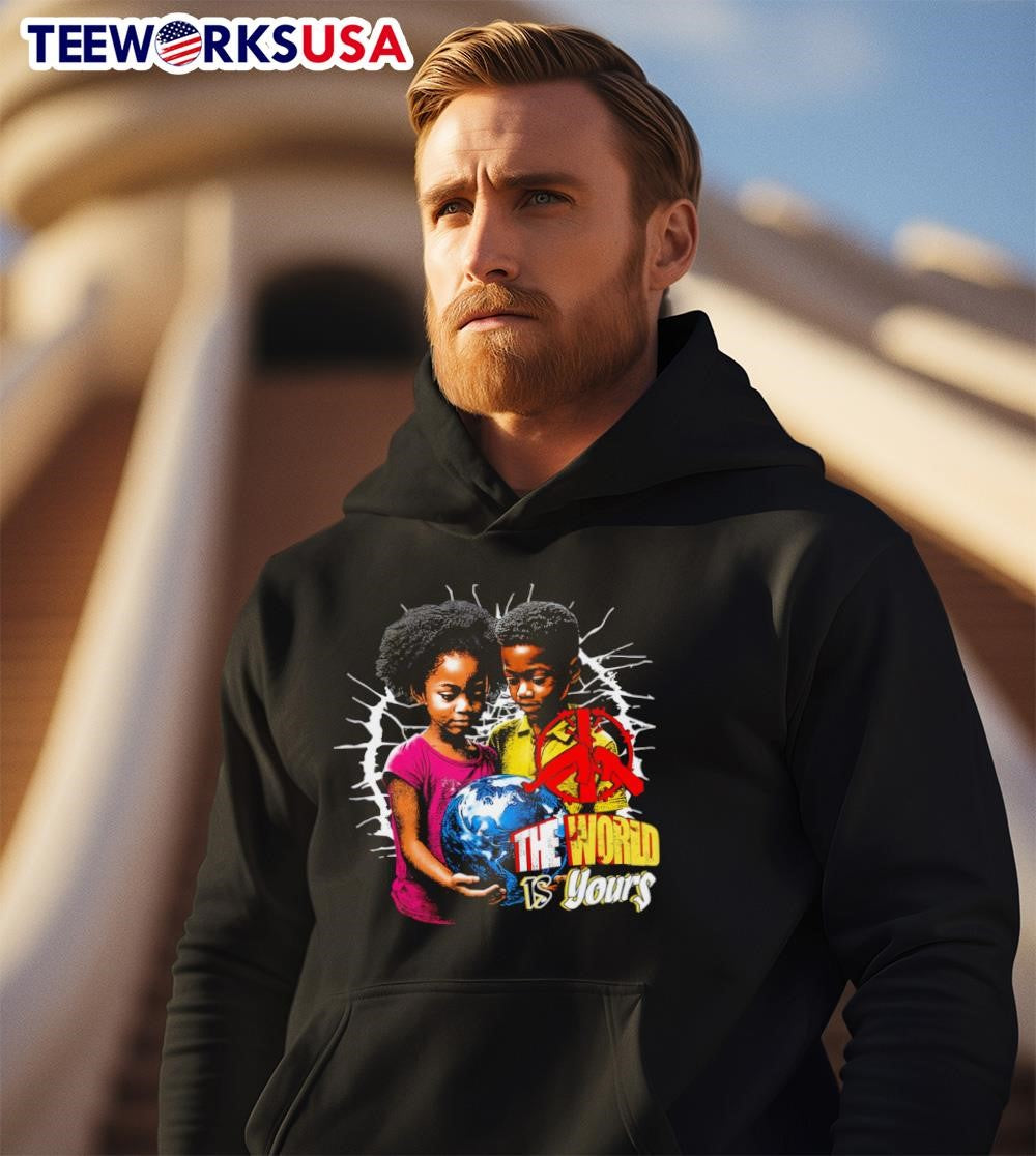 The world is yours retro - Adult & Kids T-Shirts, Sweatshirts & Hoodies apparel design preview 2