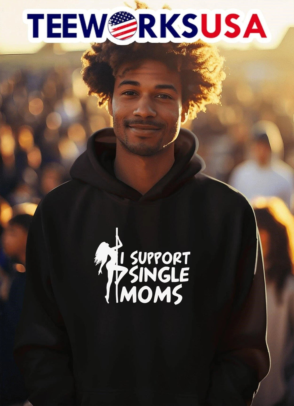 I Support Single Moms Pole Dancer - Adult & Kids T-Shirts, Sweatshirts & Hoodies apparel design preview 2