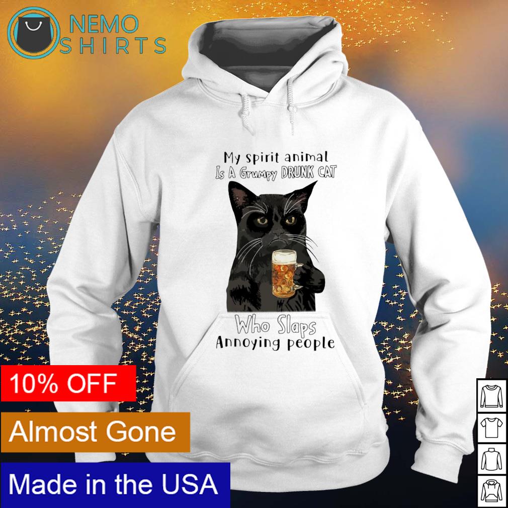 My spirit animal is a grumpy drunk cat who slaps - Adult & Kids T-Shirts, Sweatshirts & Hoodies apparel design preview 2