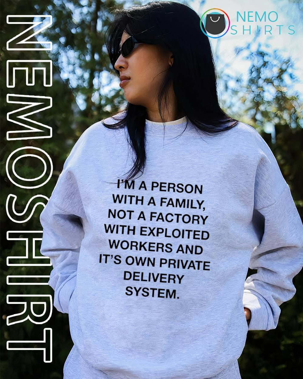 Im a person with family not factory exploited workers - Adult & Kids T-Shirts, Sweatshirts & Hoodies apparel design preview 2