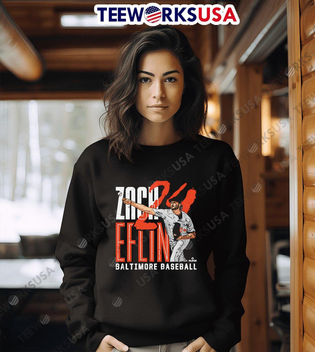 Zach Eflin 24 Baltimore Orioles graphic - Adult & Kids T-Shirts, Sweatshirts & Hoodies apparel design preview 3