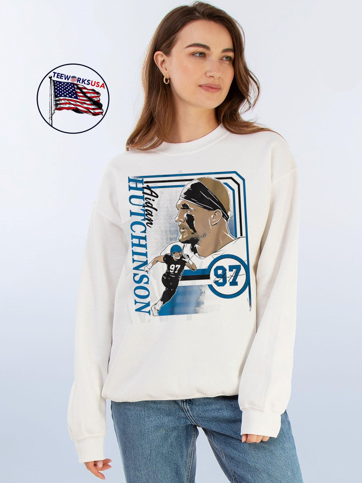 Detroit Lions Aidan Hutchinson Collage Frame 97 - Adult & Kids T-Shirts, Sweatshirts & Hoodies apparel design preview 4
