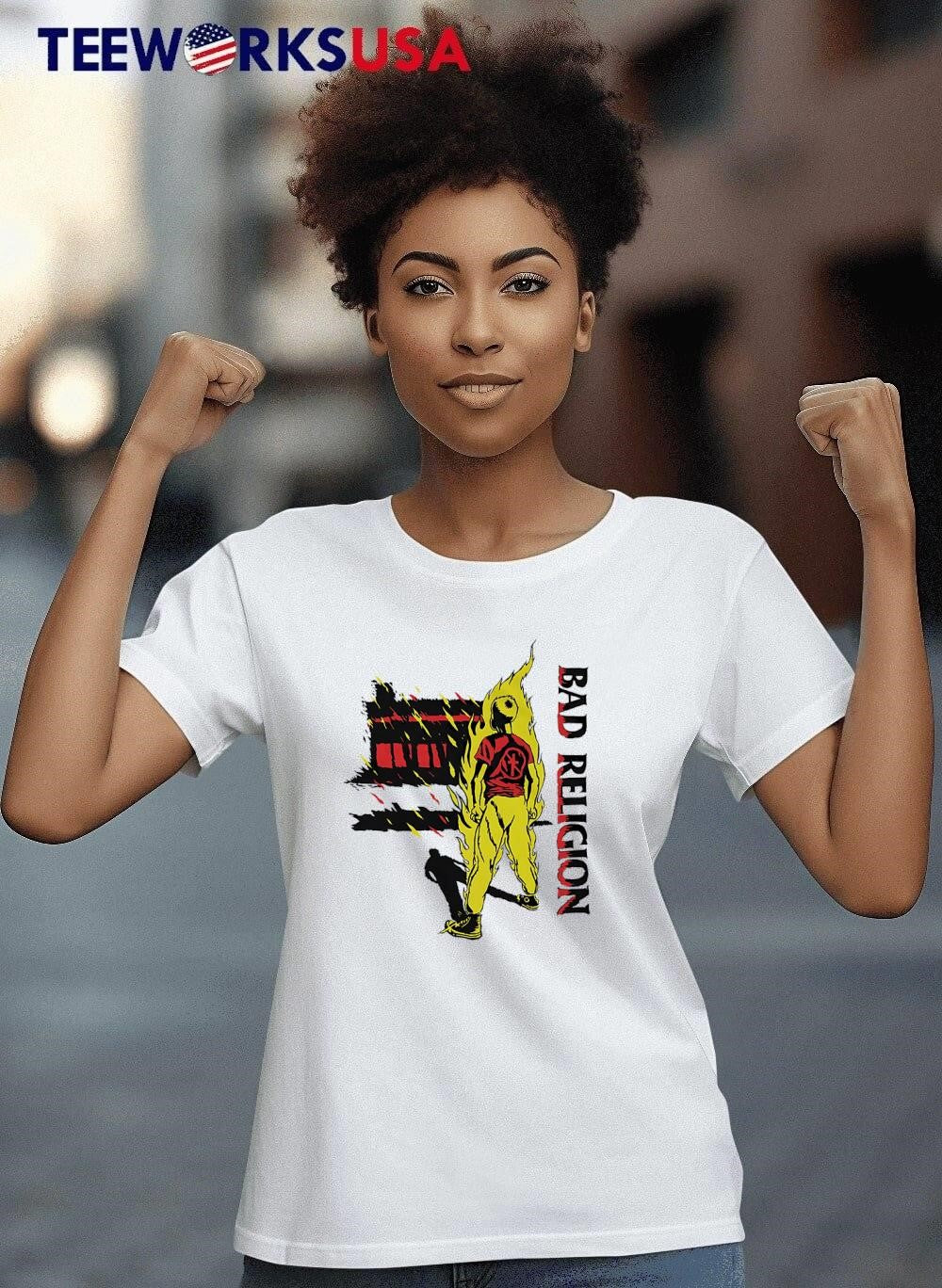 Bad Religion Burning Figure Standing Frontal Red - Adult & Kids T-Shirts, Sweatshirts & Hoodies apparel design preview 6