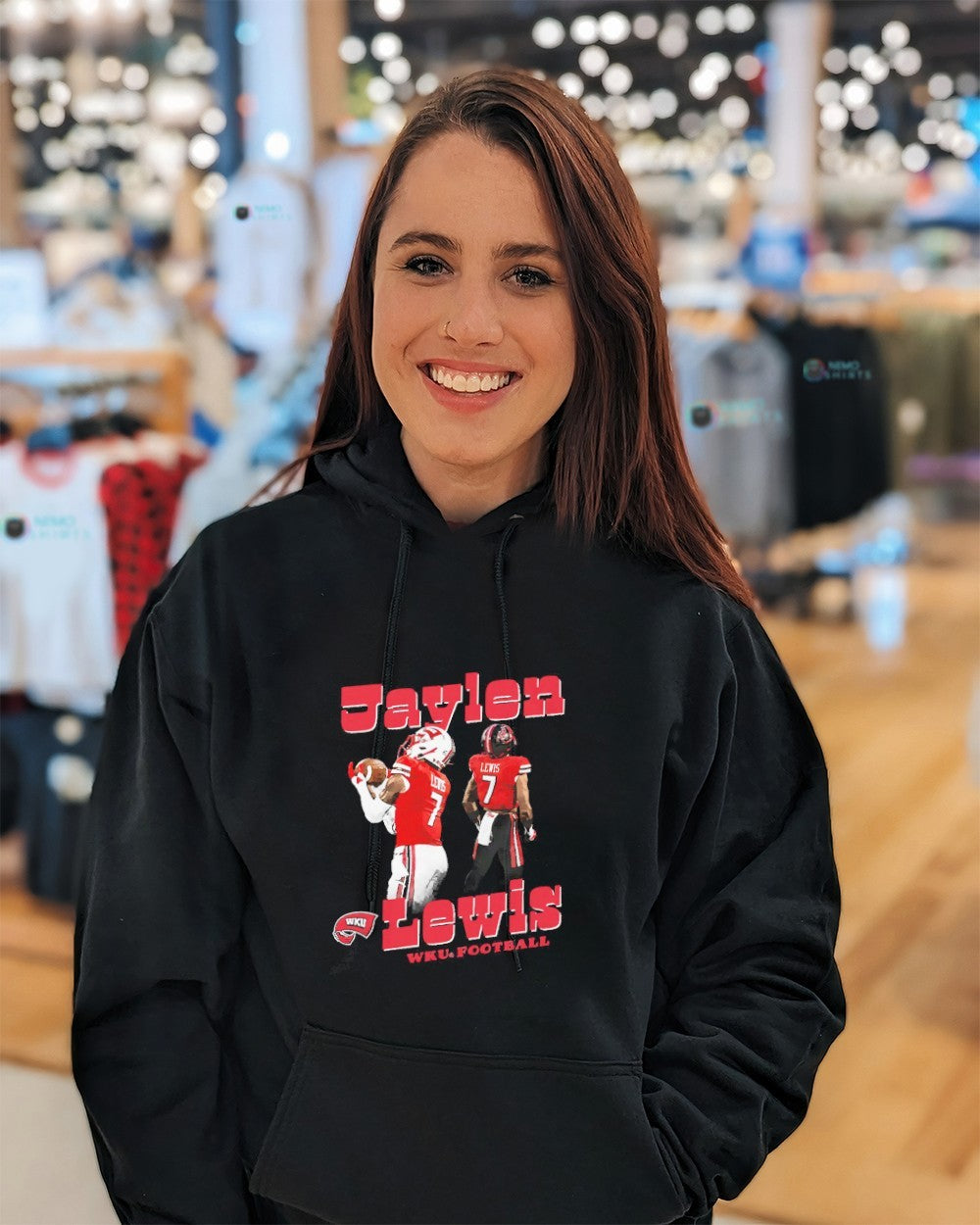 Jaylen Lewis 90s portrait WKU football - Adult & Kids T-Shirts, Sweatshirts & Hoodies apparel design preview 5