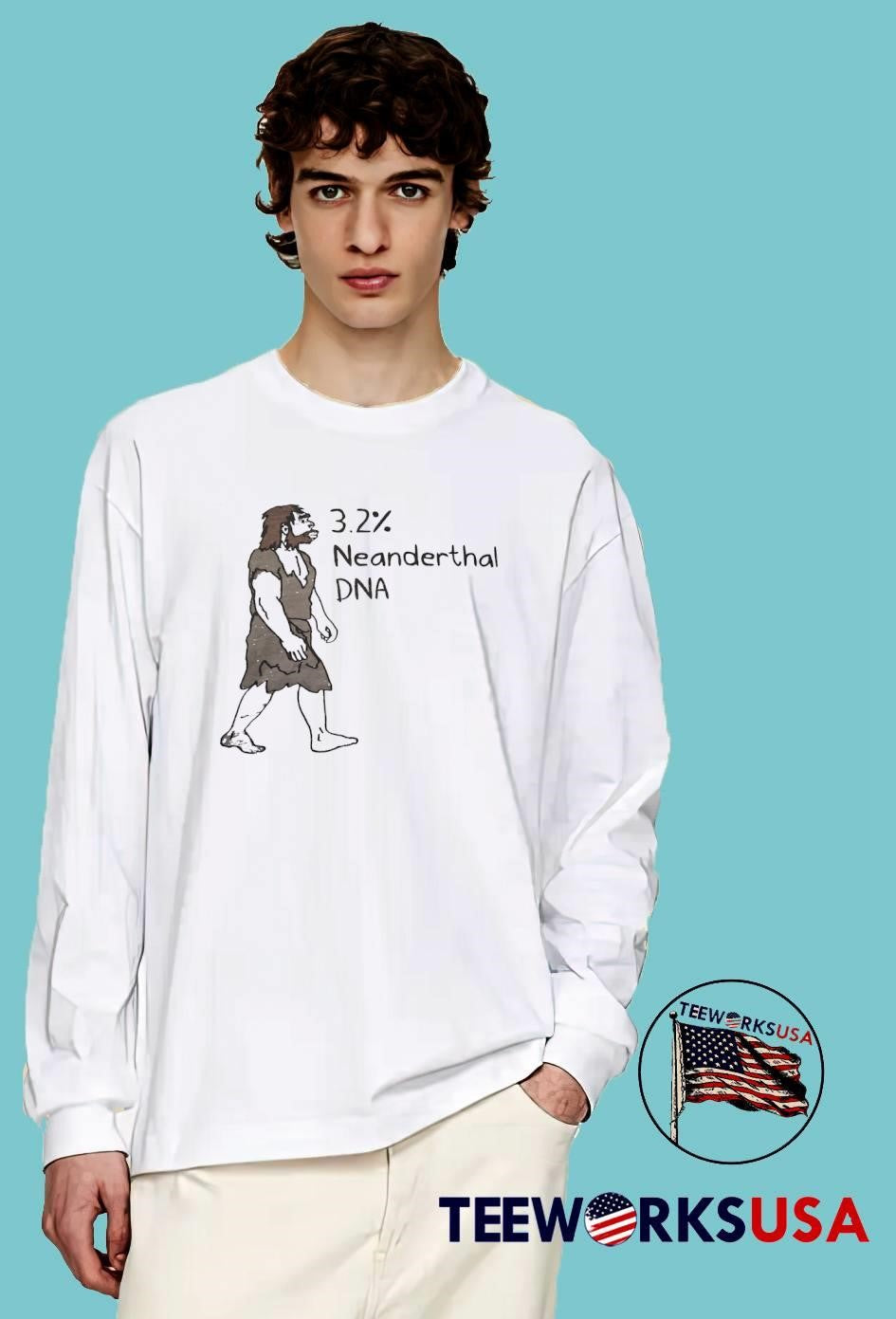 3.2% Neanderthal DNA Funny Caveman - Adult & Kids T-Shirts, Sweatshirts & Hoodies apparel design preview 4